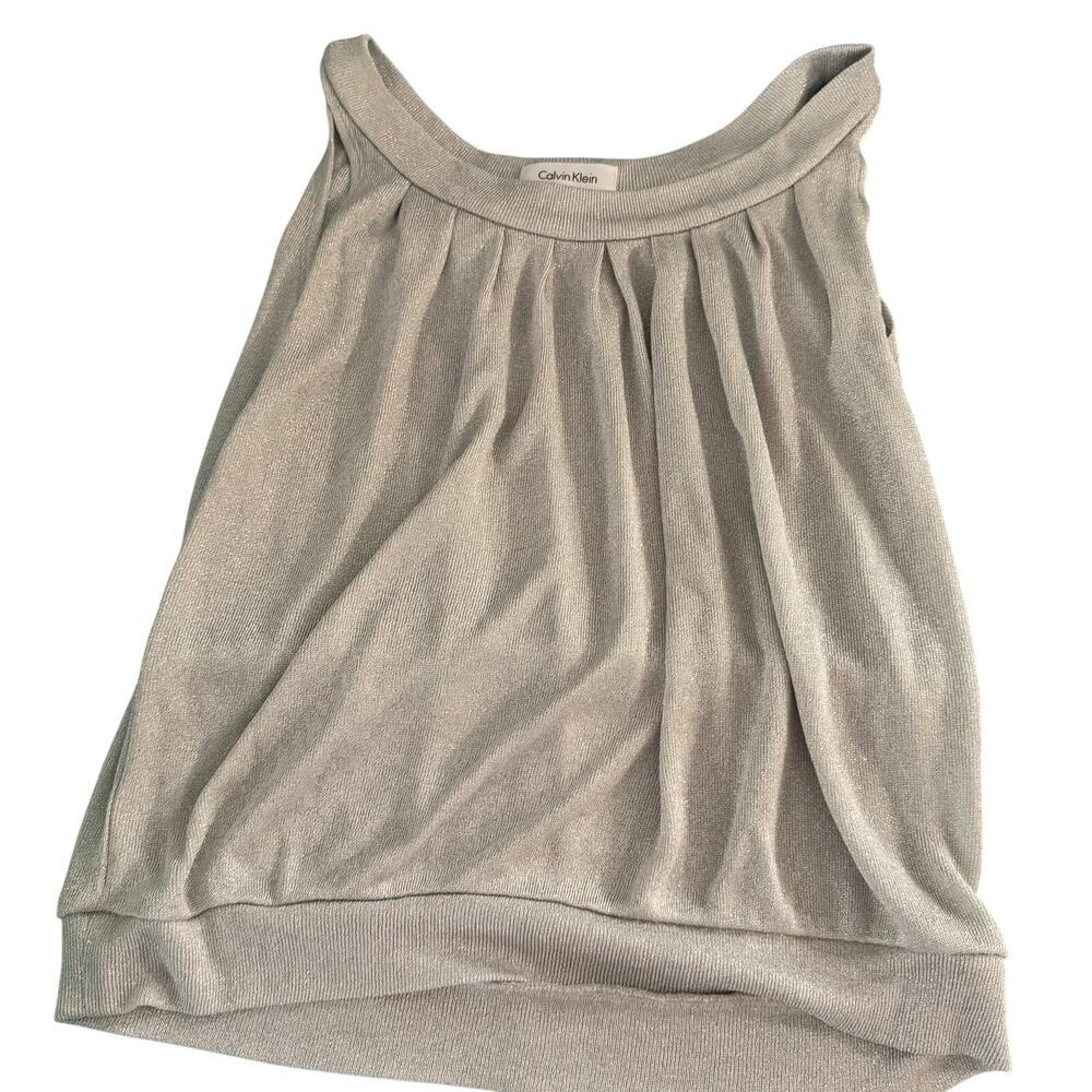 Calvin Klein tank top silver sparkly dressy sz 4 cocktail womens special occasn